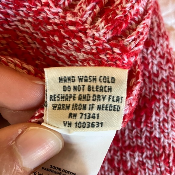 L.L. Bean XS Red & White Knit Pullover Sweater - Picture 6 of 8
